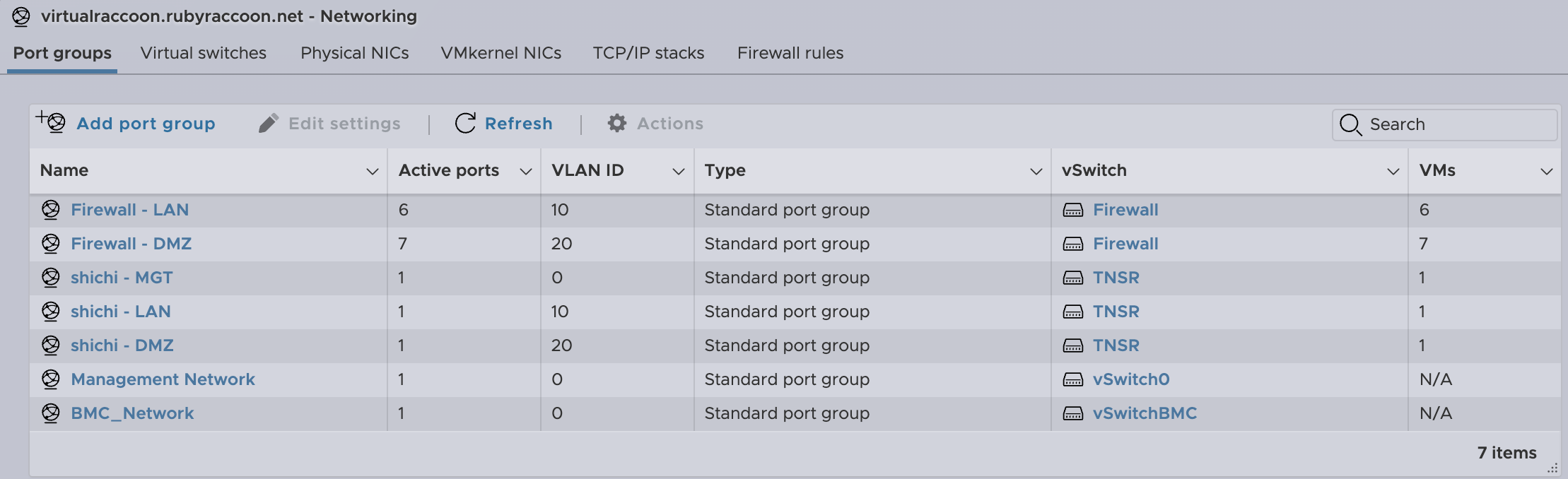 Port groups with vLAN tags